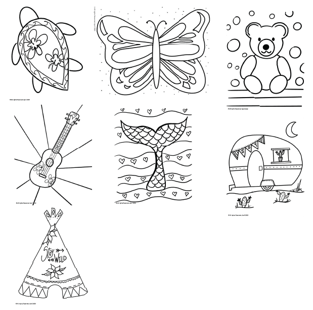 A coloring page with a teepee, a teddy bear, and a teddy bear.