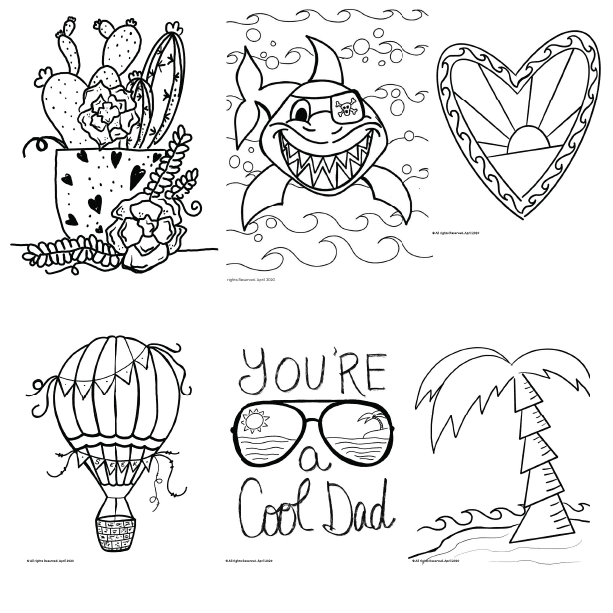 A set of coloring pages with the words you're good dad.