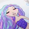 A Sparkly Mermaid with purple hair.