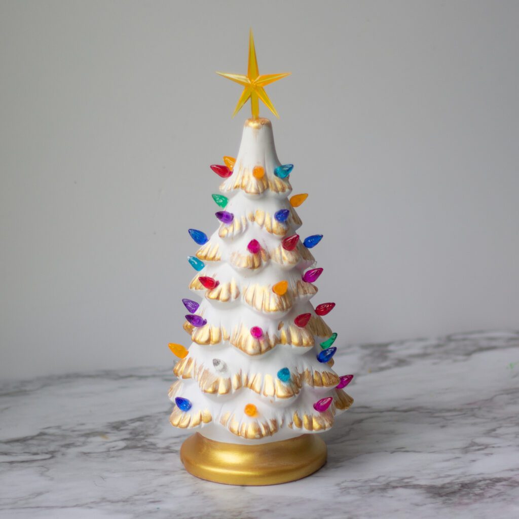 White & Gold Ceramic Lit Christmas Tree Kit - Rainbow Factory