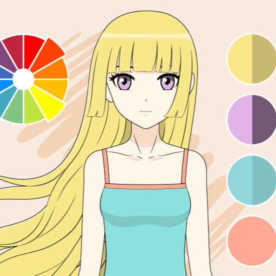 An anime girl with long blonde hair showcasing a vibrant color palette.