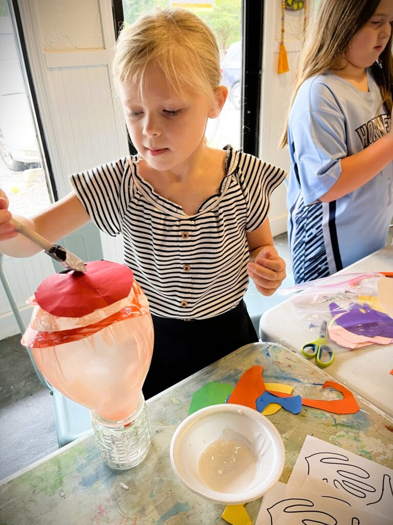 girl working in art class