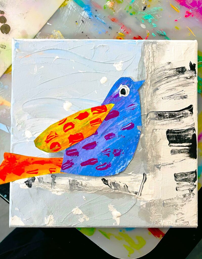 kids art lesson bird collage