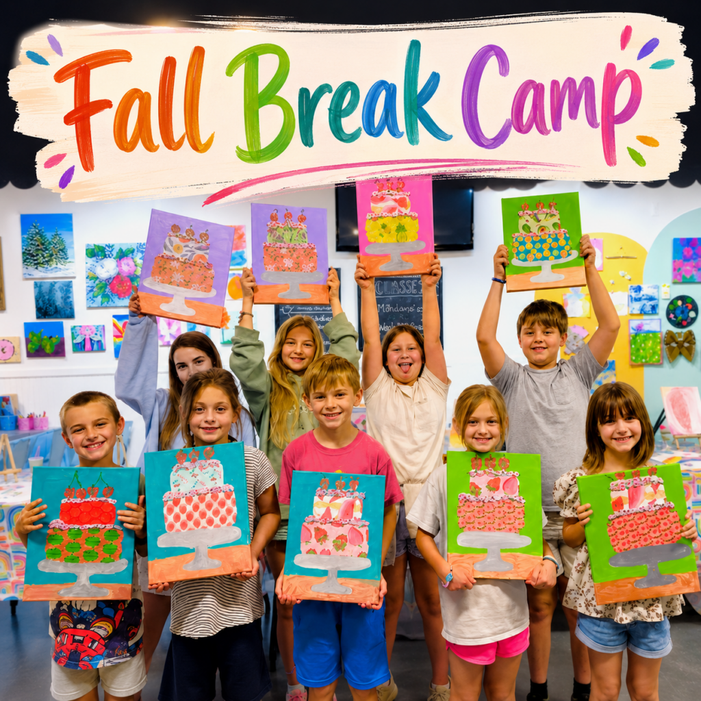 Kids holding up artwork